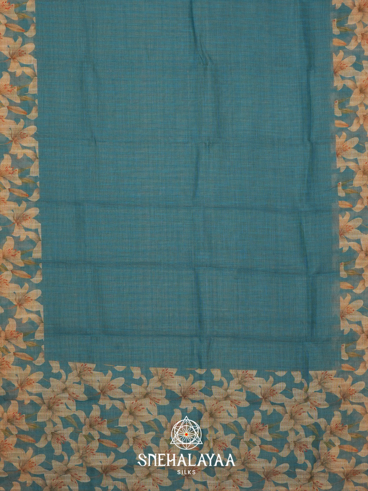 Teal Blue Linen Saree