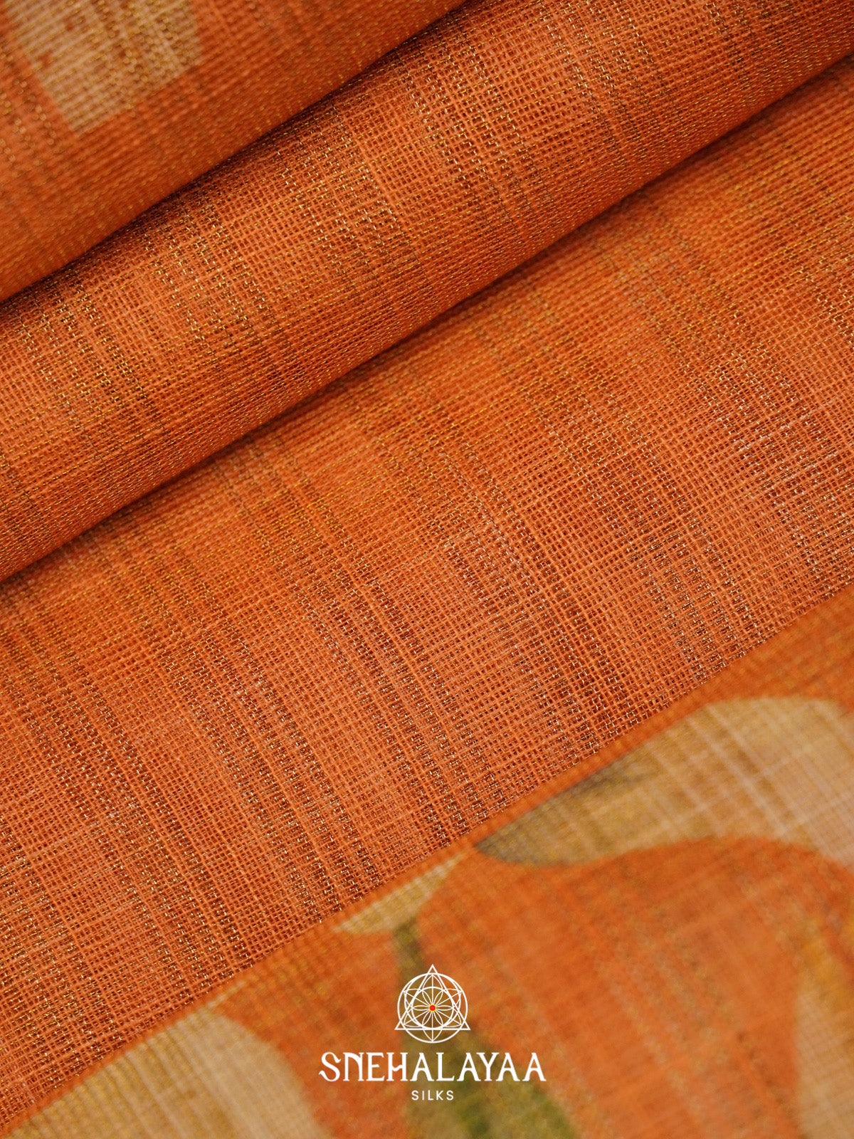 Orange Linen Saree