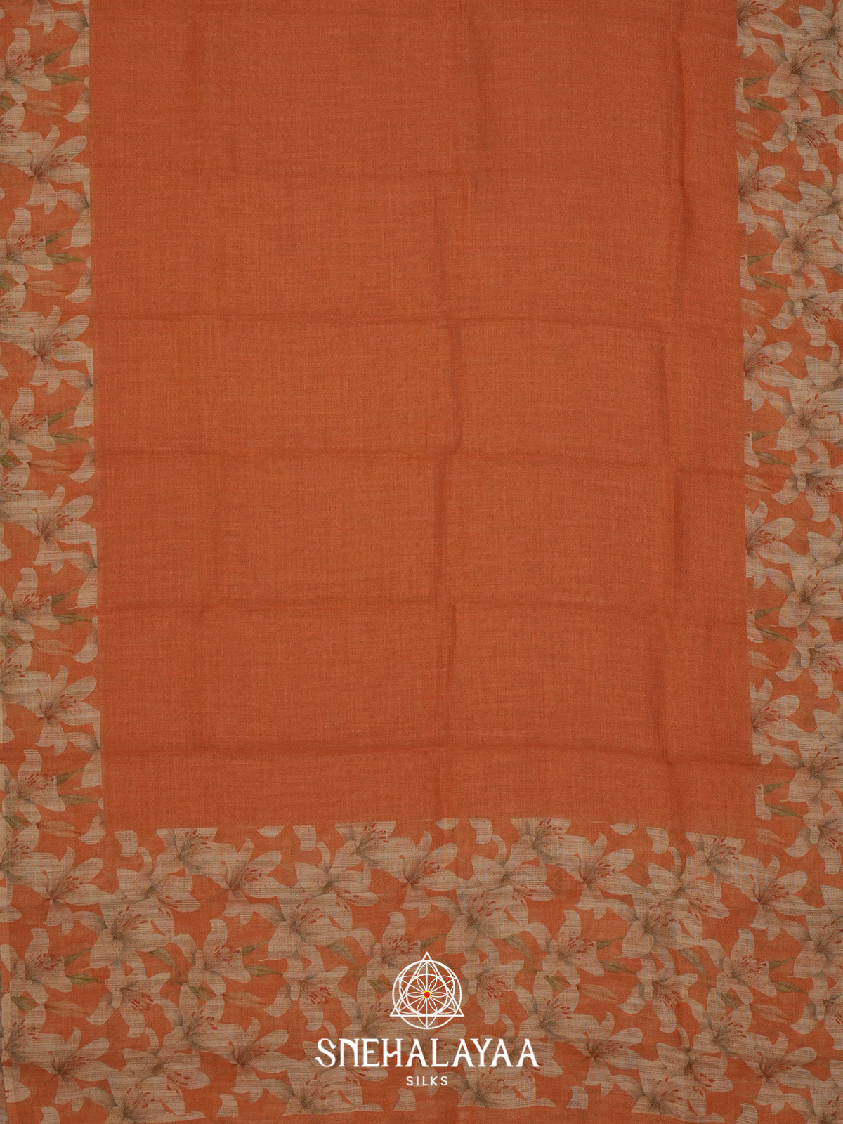 Orange Linen Saree