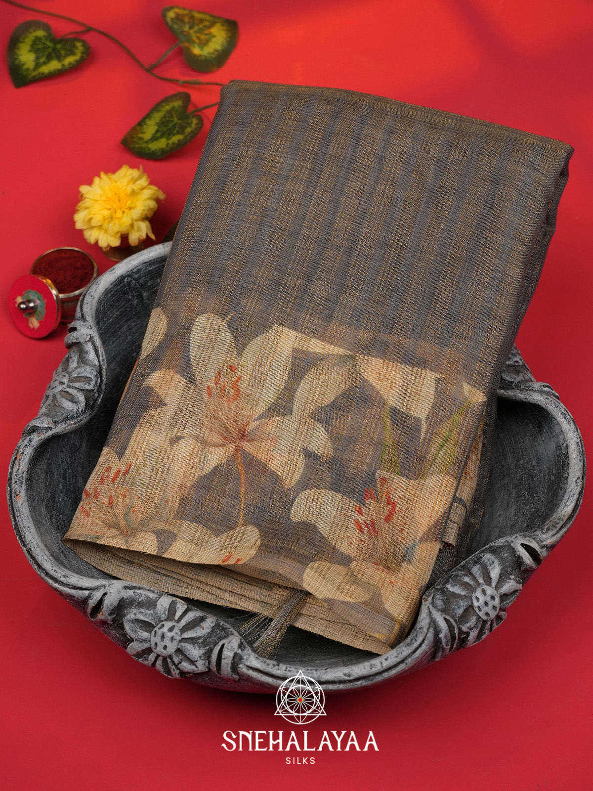 Grey Linen Saree