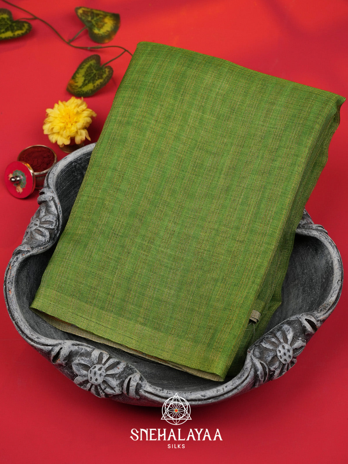 Green Linen Saree