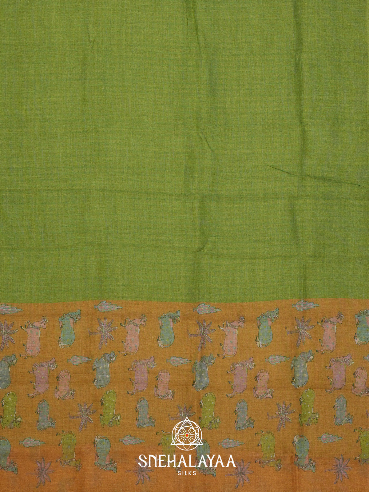 Green Linen Saree