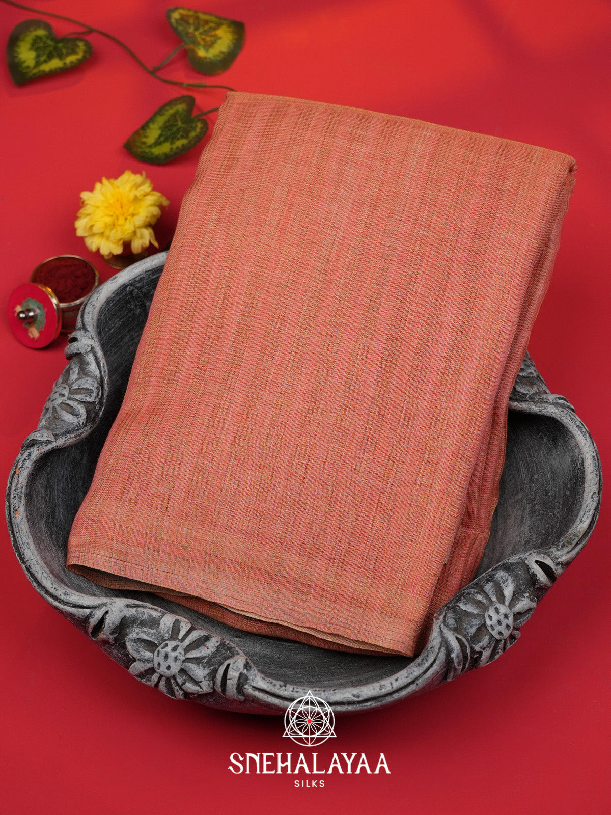 Peach Linen Saree