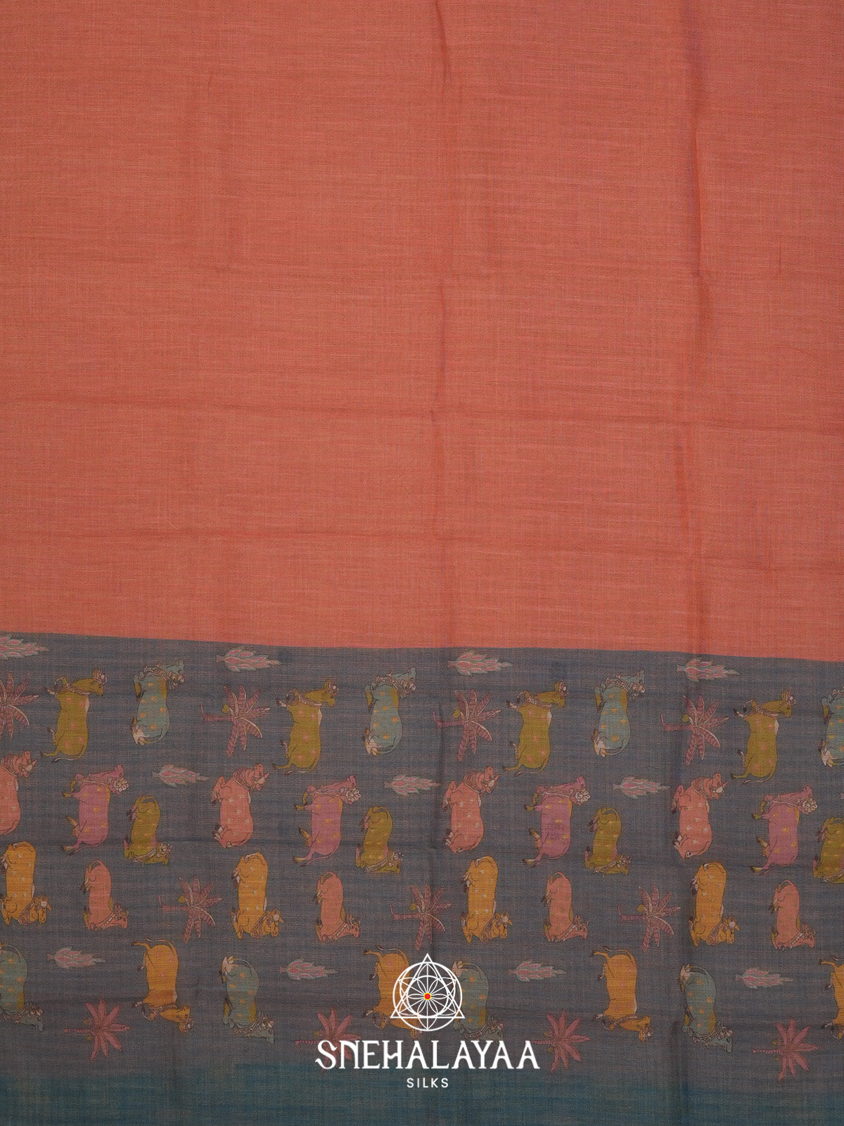 Peach Linen Saree
