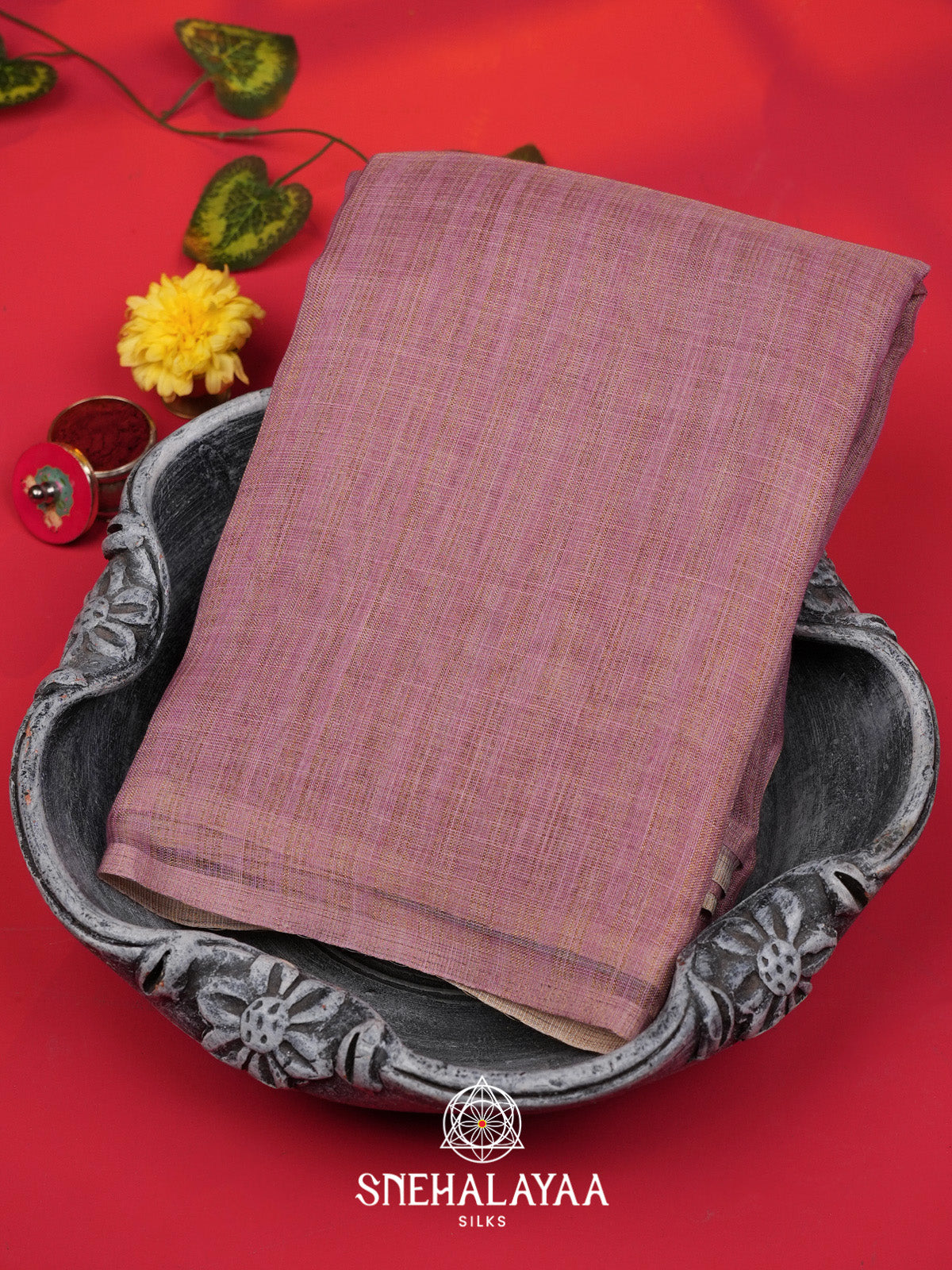 Dusty Mauve Linen Saree