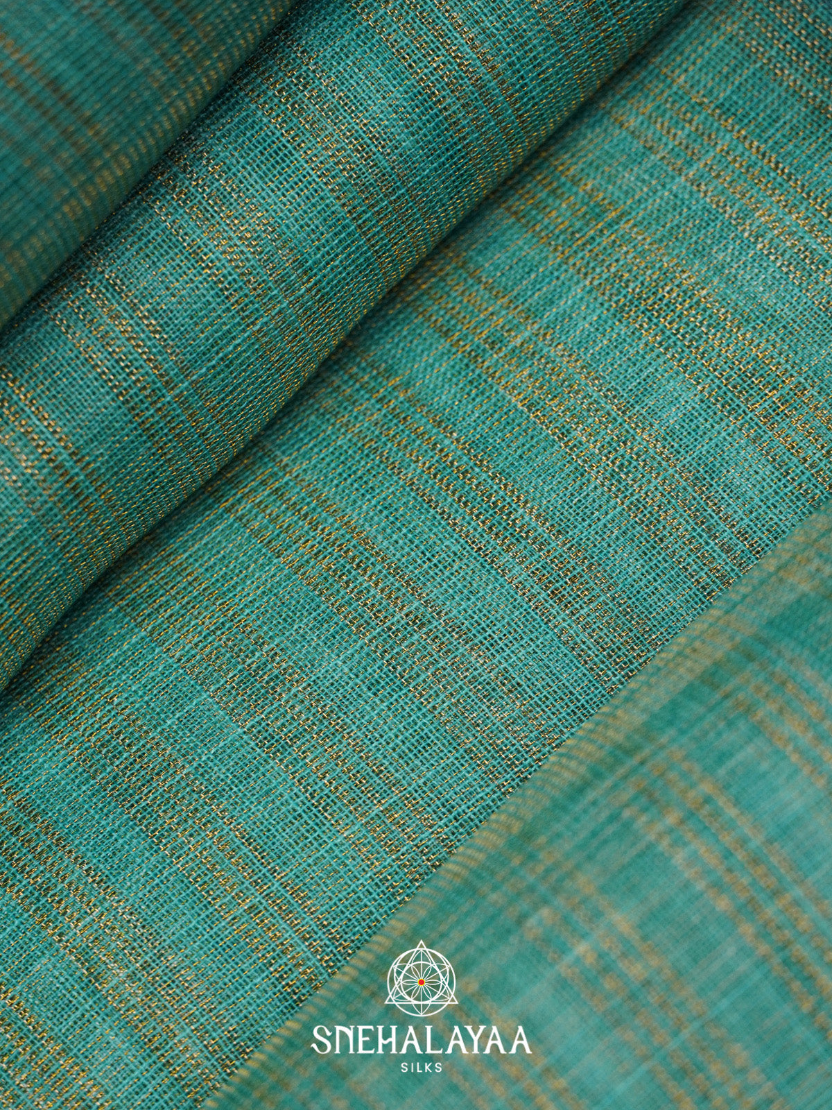 Teal Linen Saree