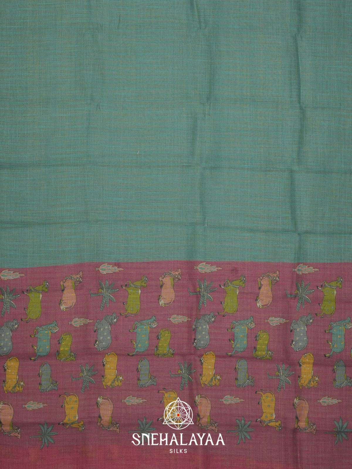 Teal Linen Saree