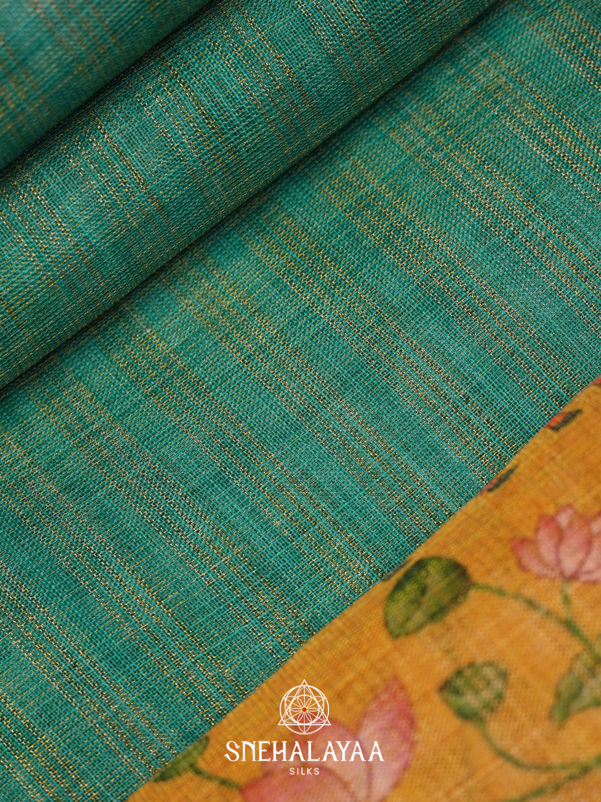 Teal Green Linen Saree