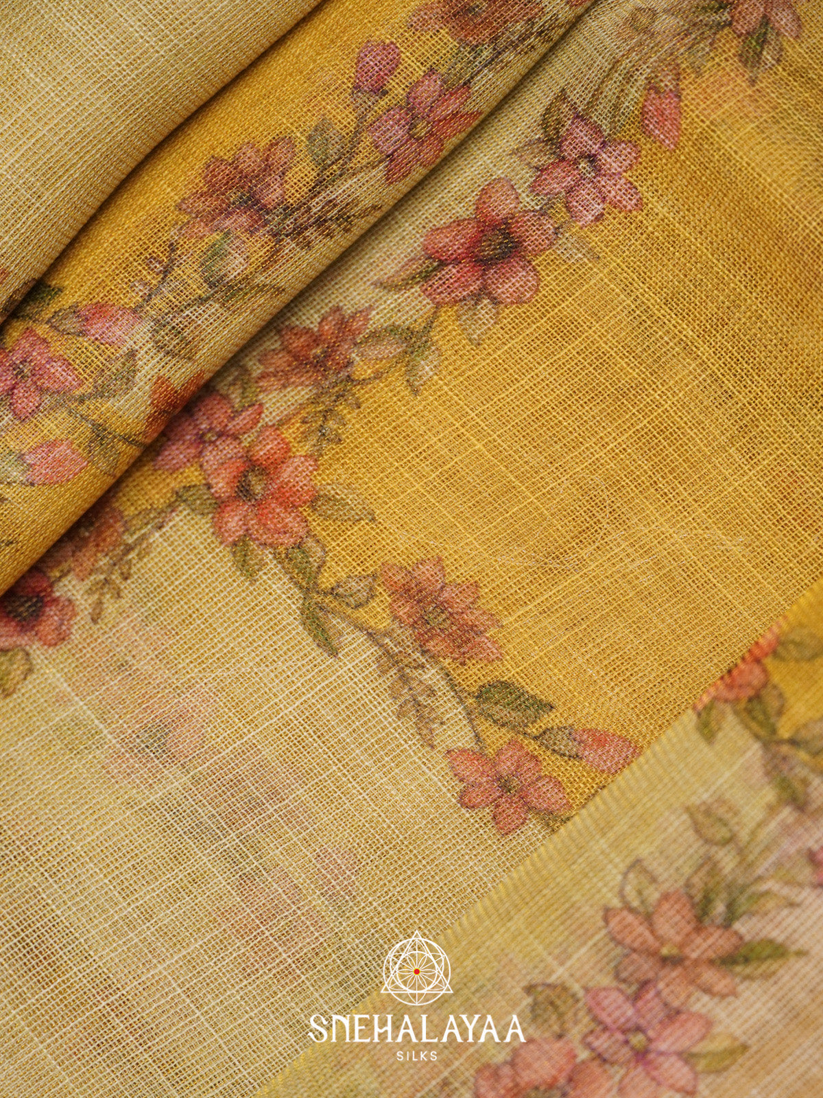 Yellow Linen Saree