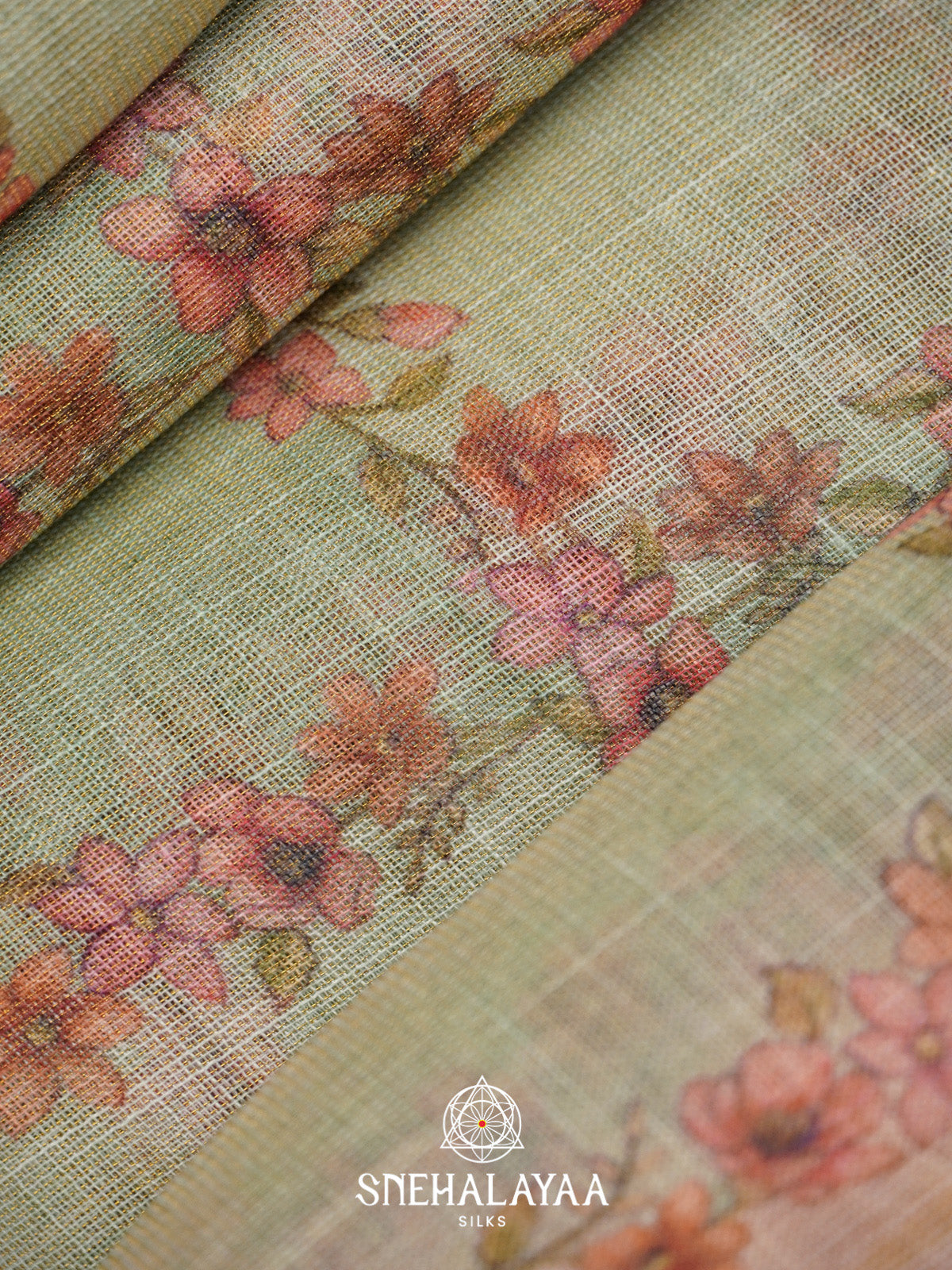 Sage Green Linen Saree