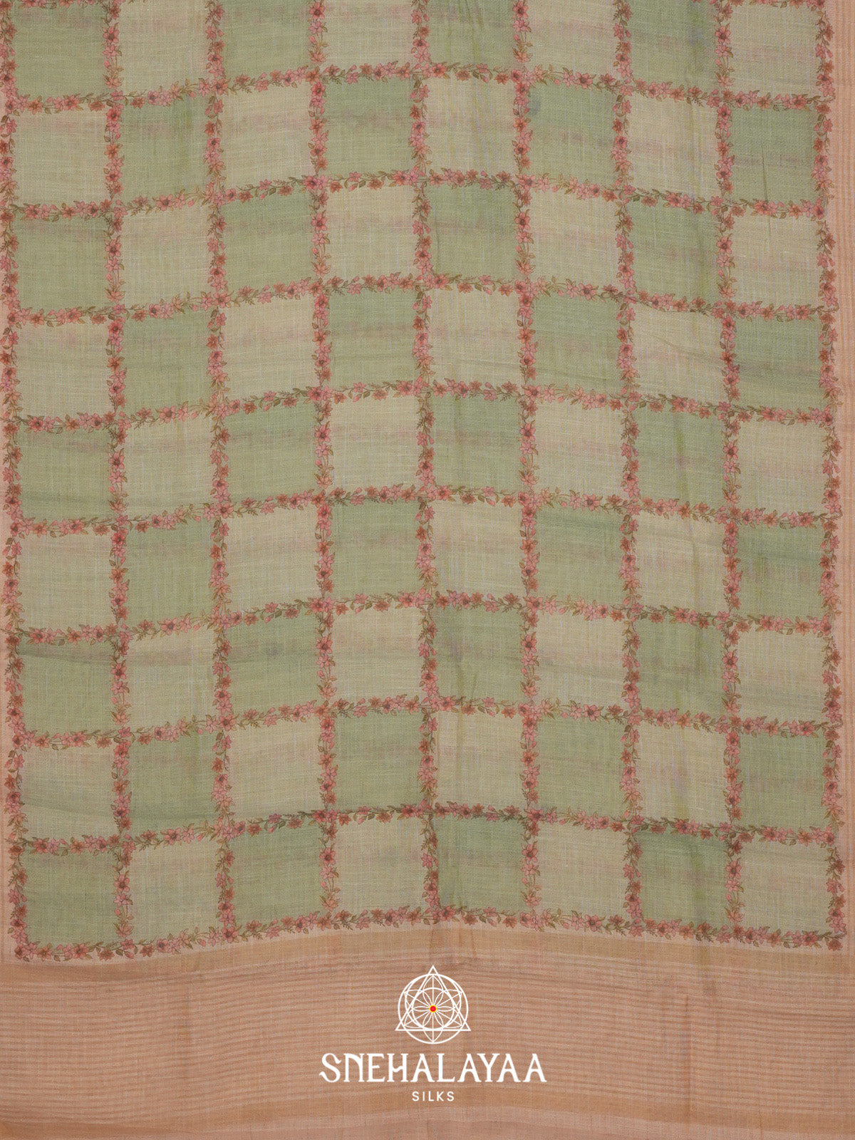 Sage Green Linen Saree