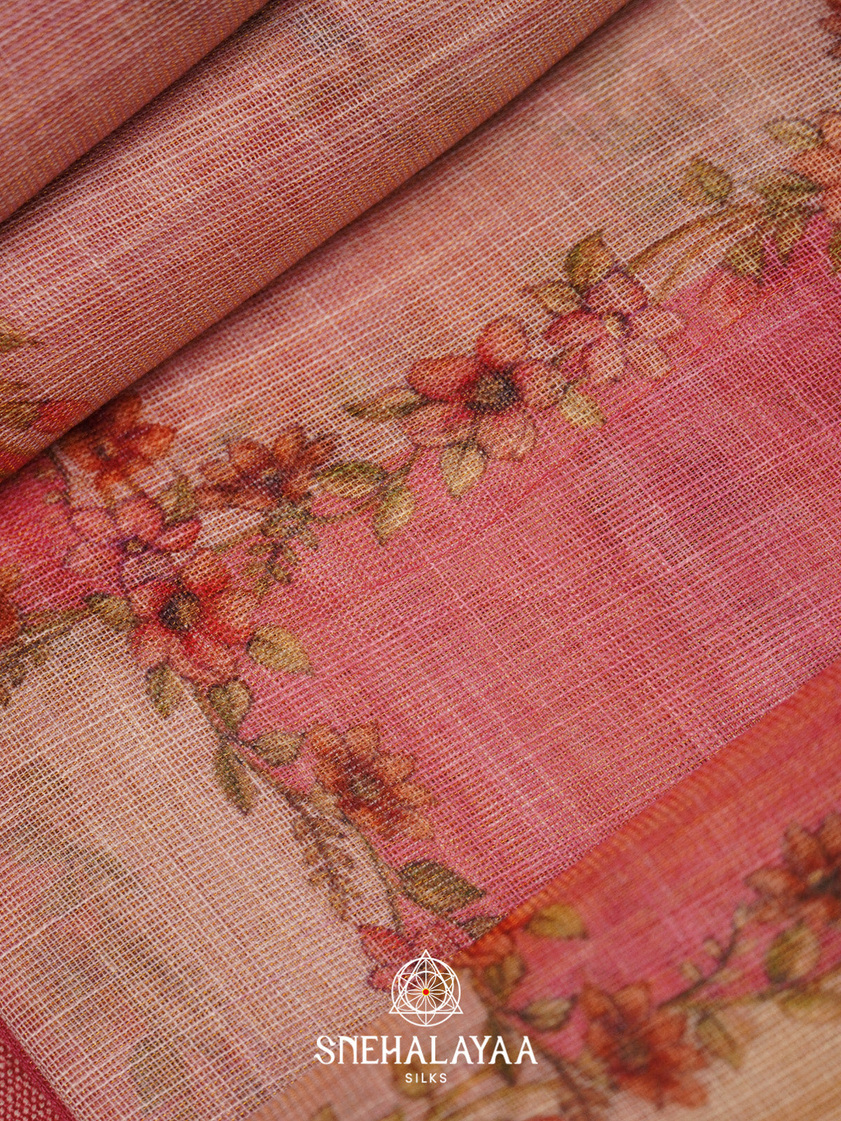 Pink Linen Saree