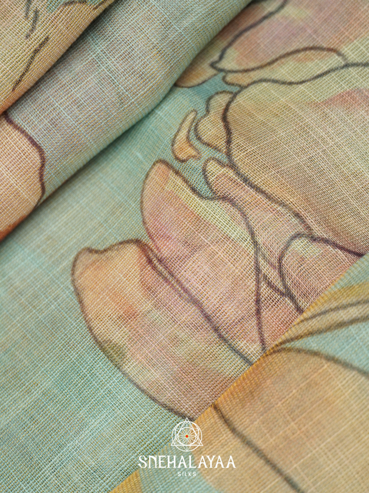 Mint Green Linen Saree