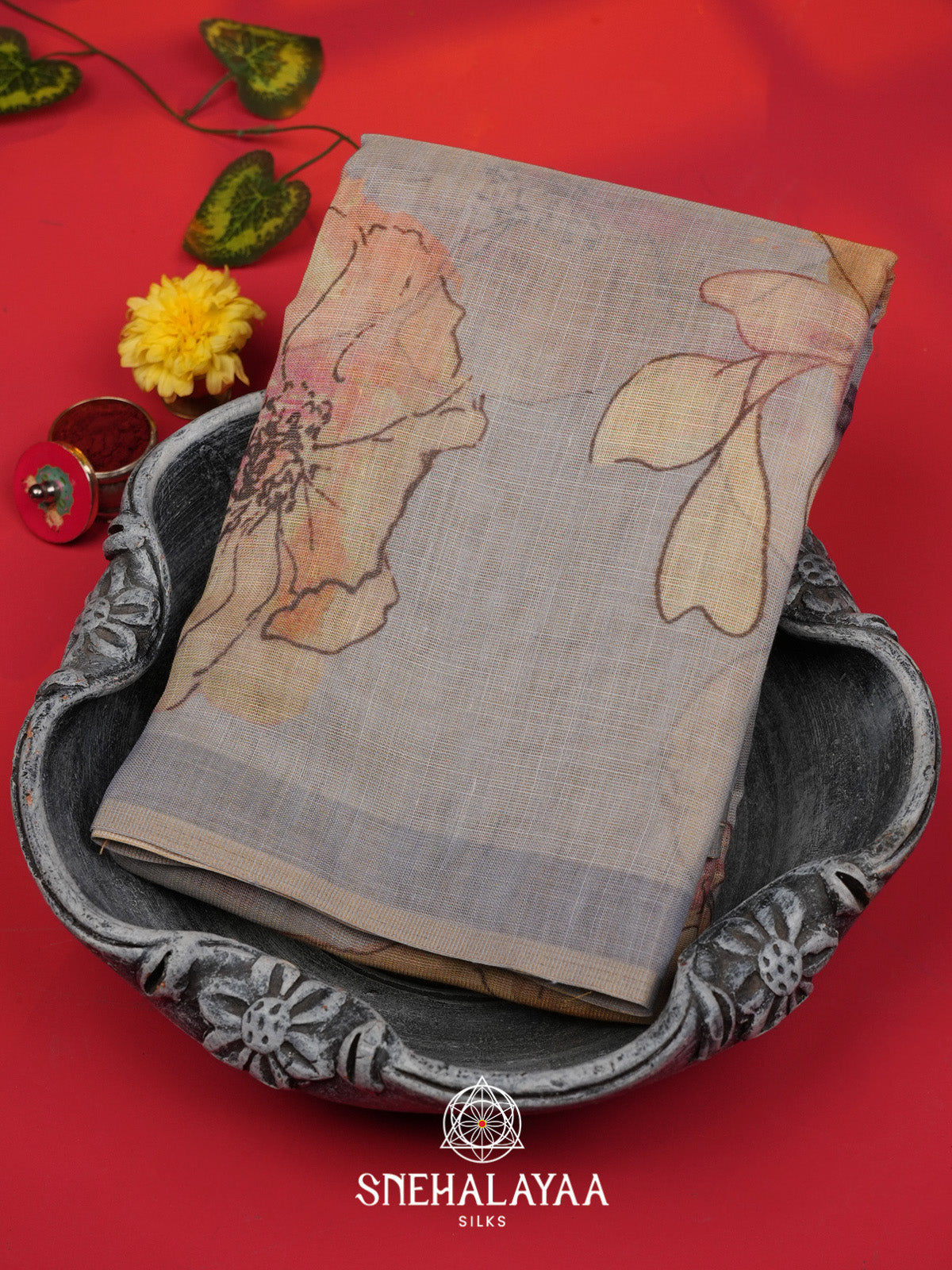 Grey Linen Saree