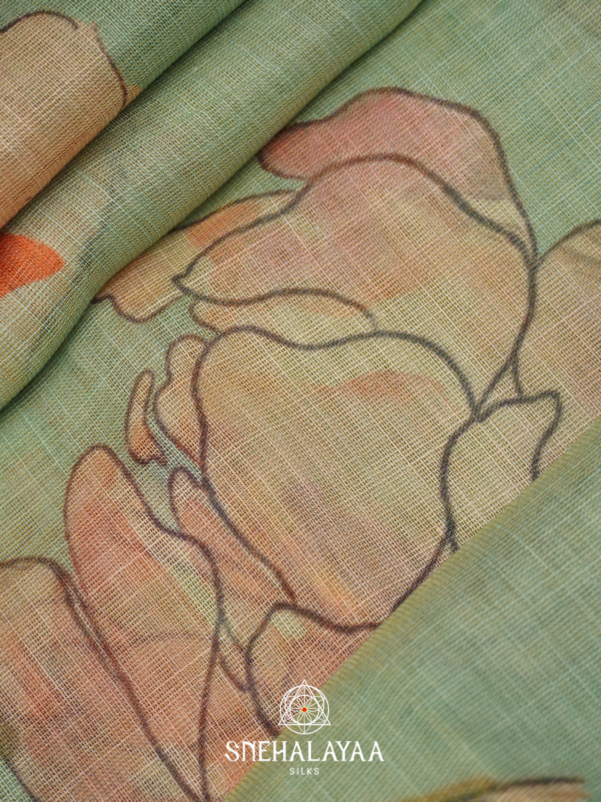 Green Linen Saree