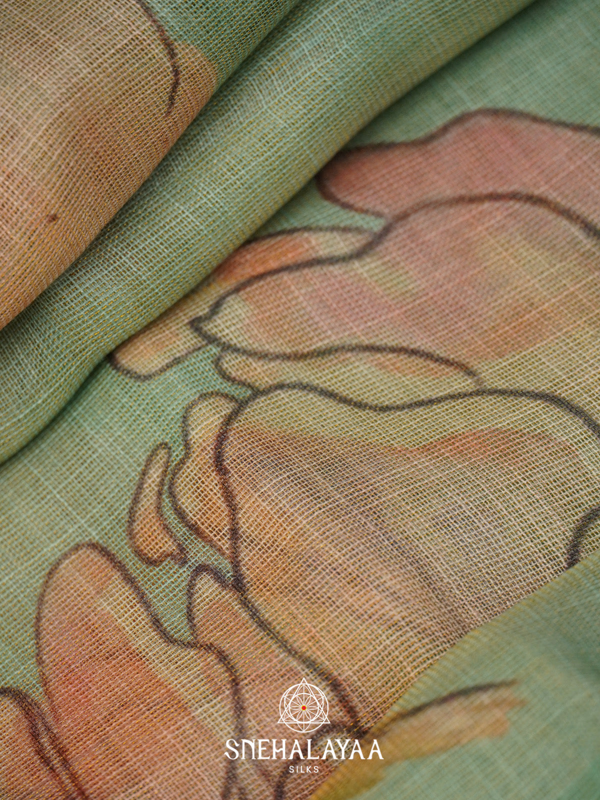 Green Linen Saree