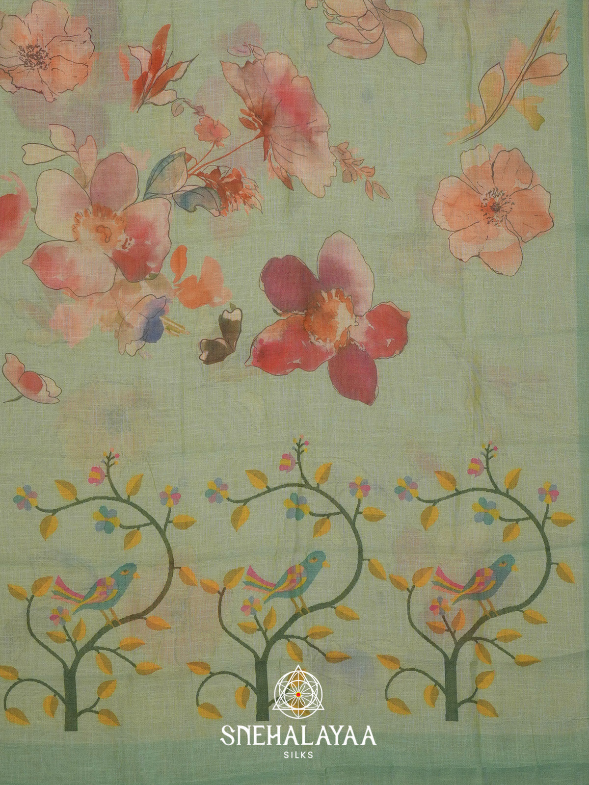 Green Linen Saree