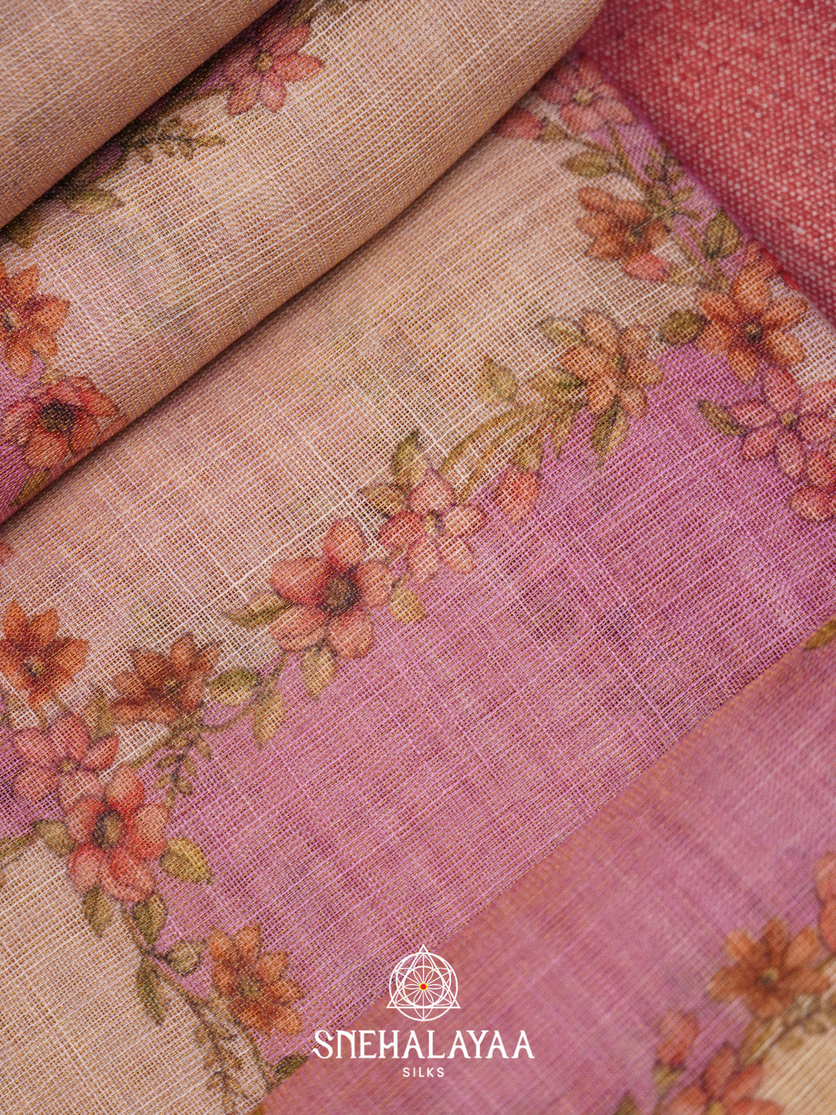 Pink Linen Saree