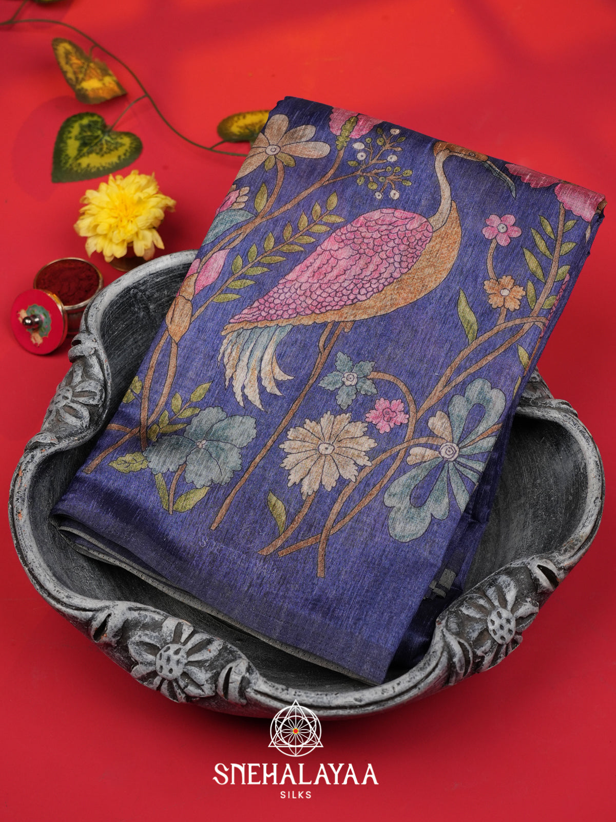 Blue Tussar Saree