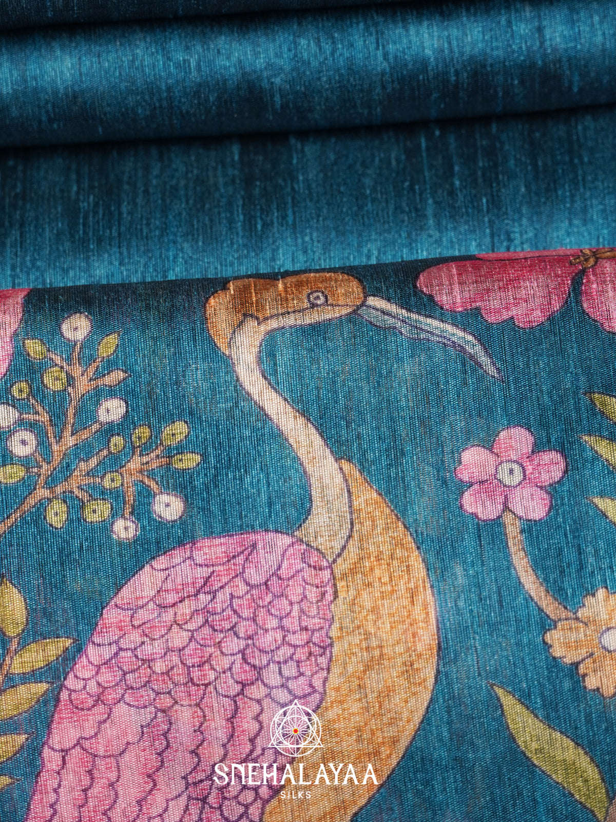 Teal Green Tussar Saree