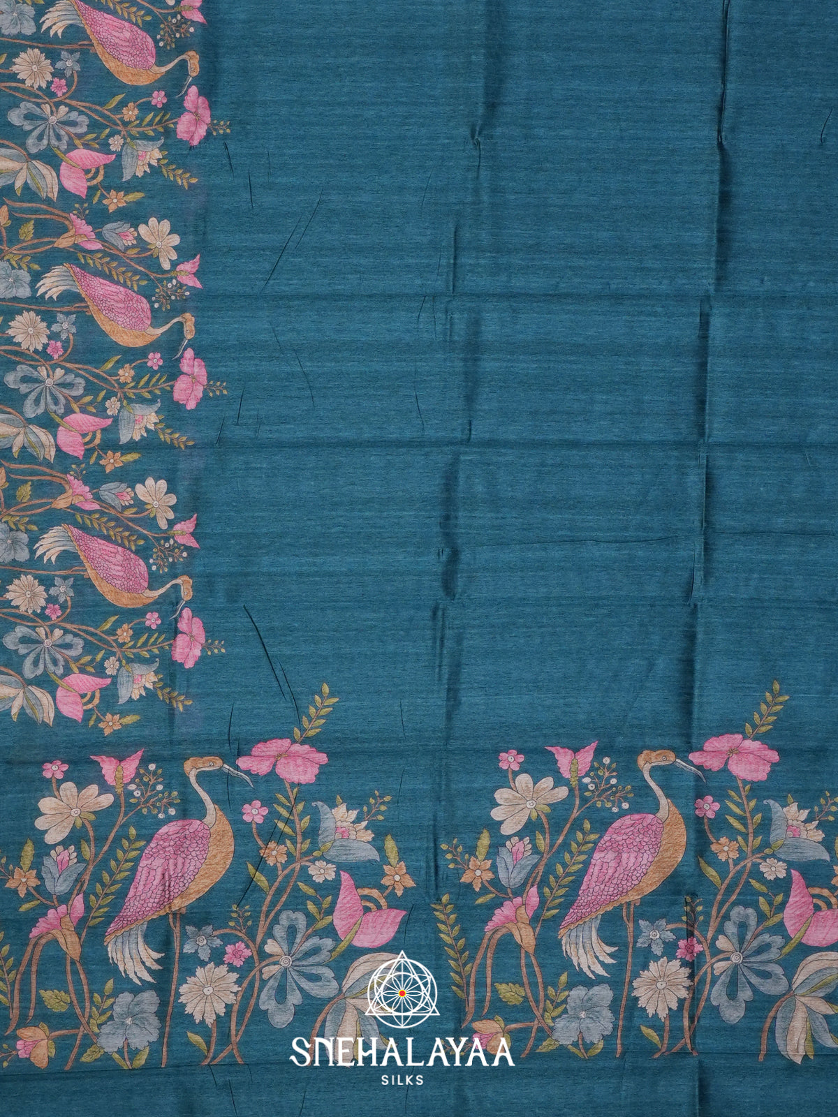 Teal Green Tussar Saree