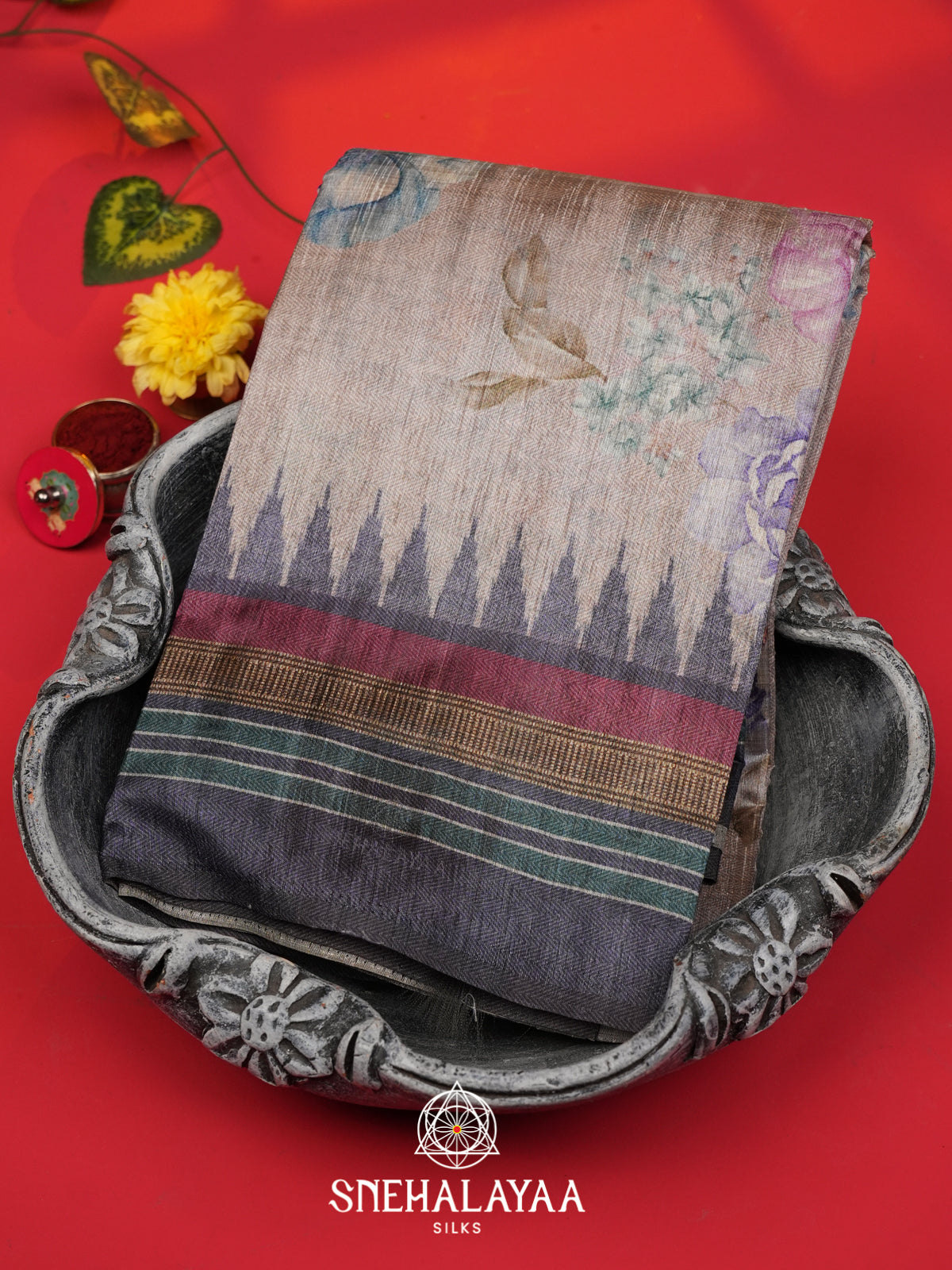 Beige Tussar Saree