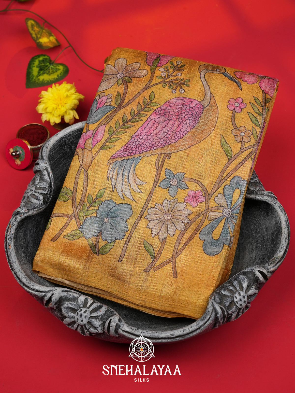 Mustard Tussar Saree