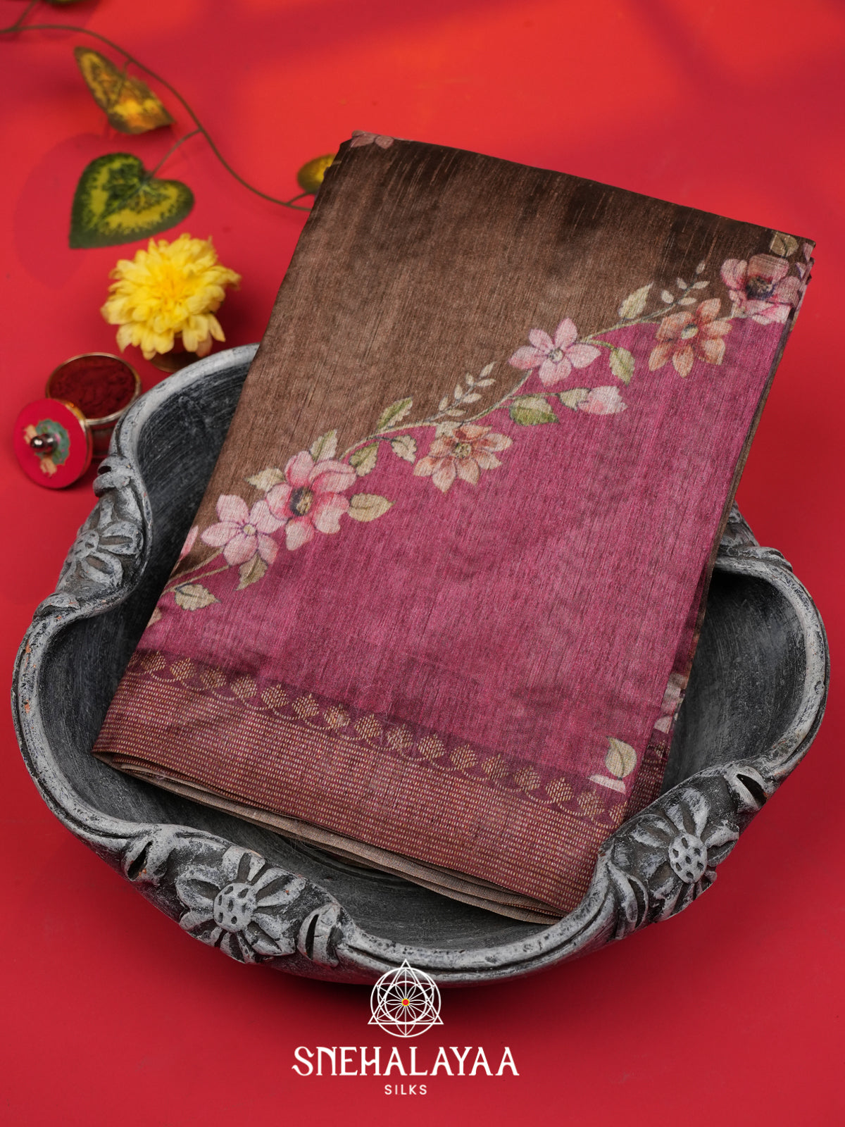 Magenta Tussar Saree