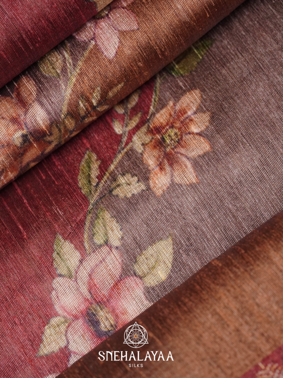 Maroon Tussar Saree