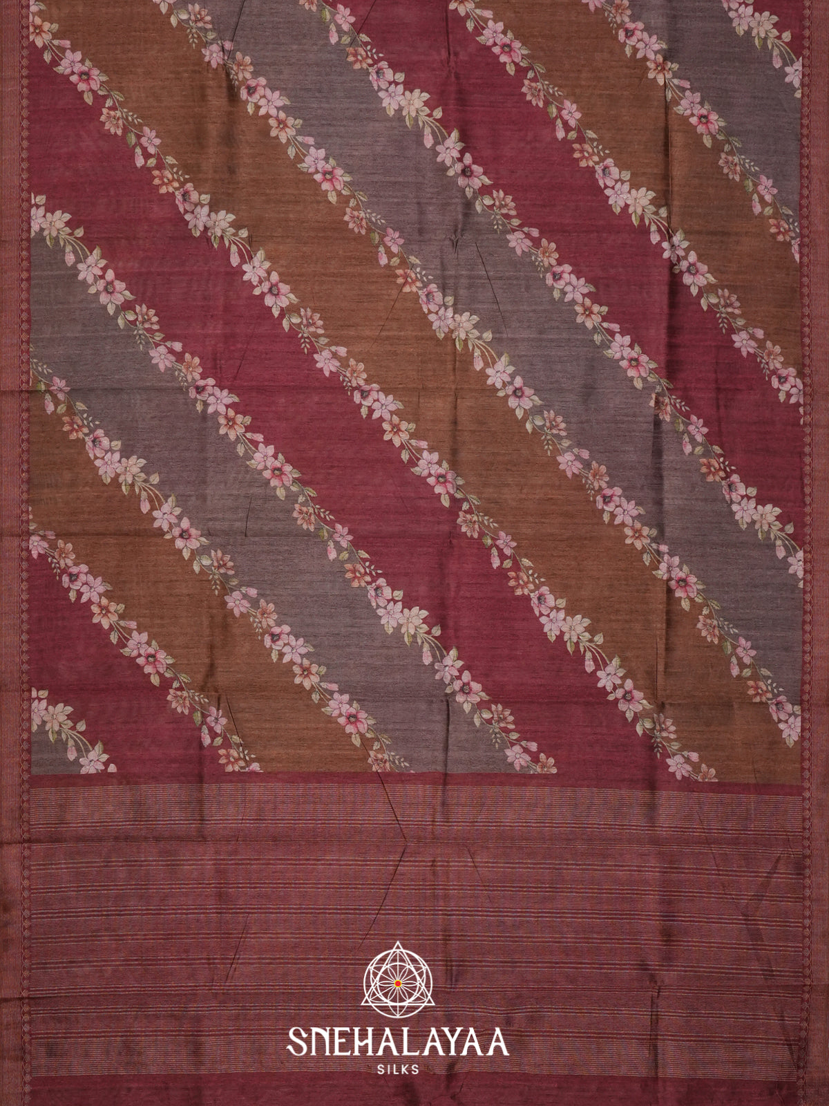 Maroon Tussar Saree