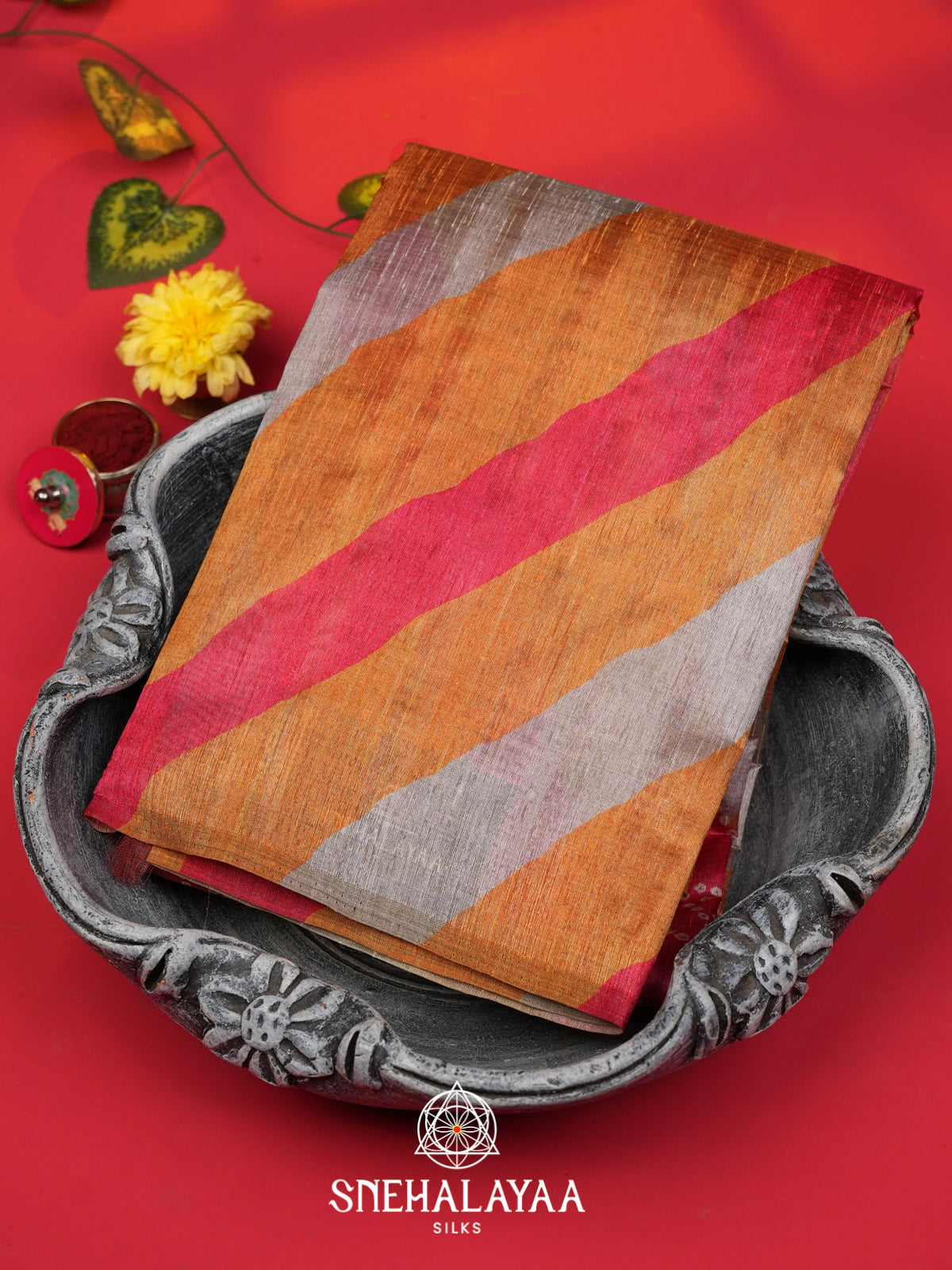 Mustard Tussar Saree