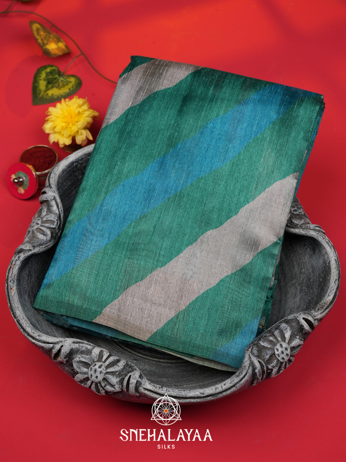 Sky Blue Tussar Saree
