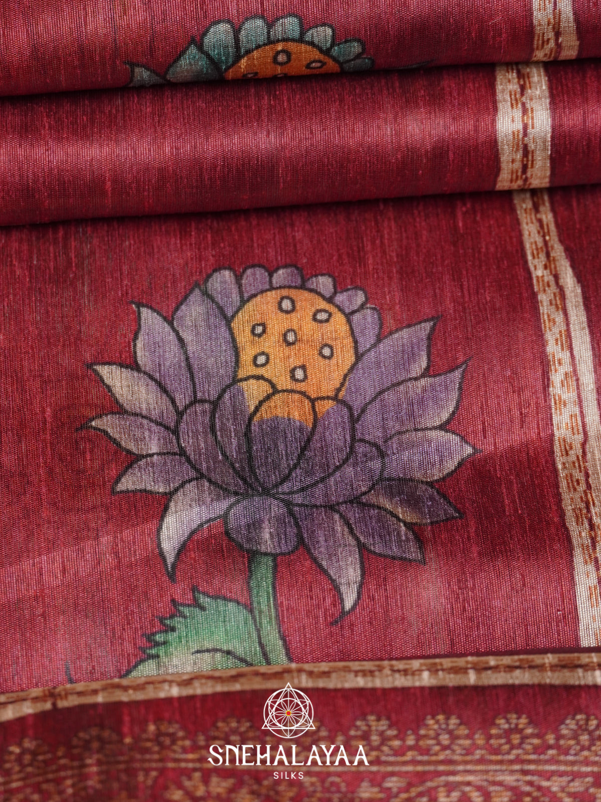Maroon Tussar Saree