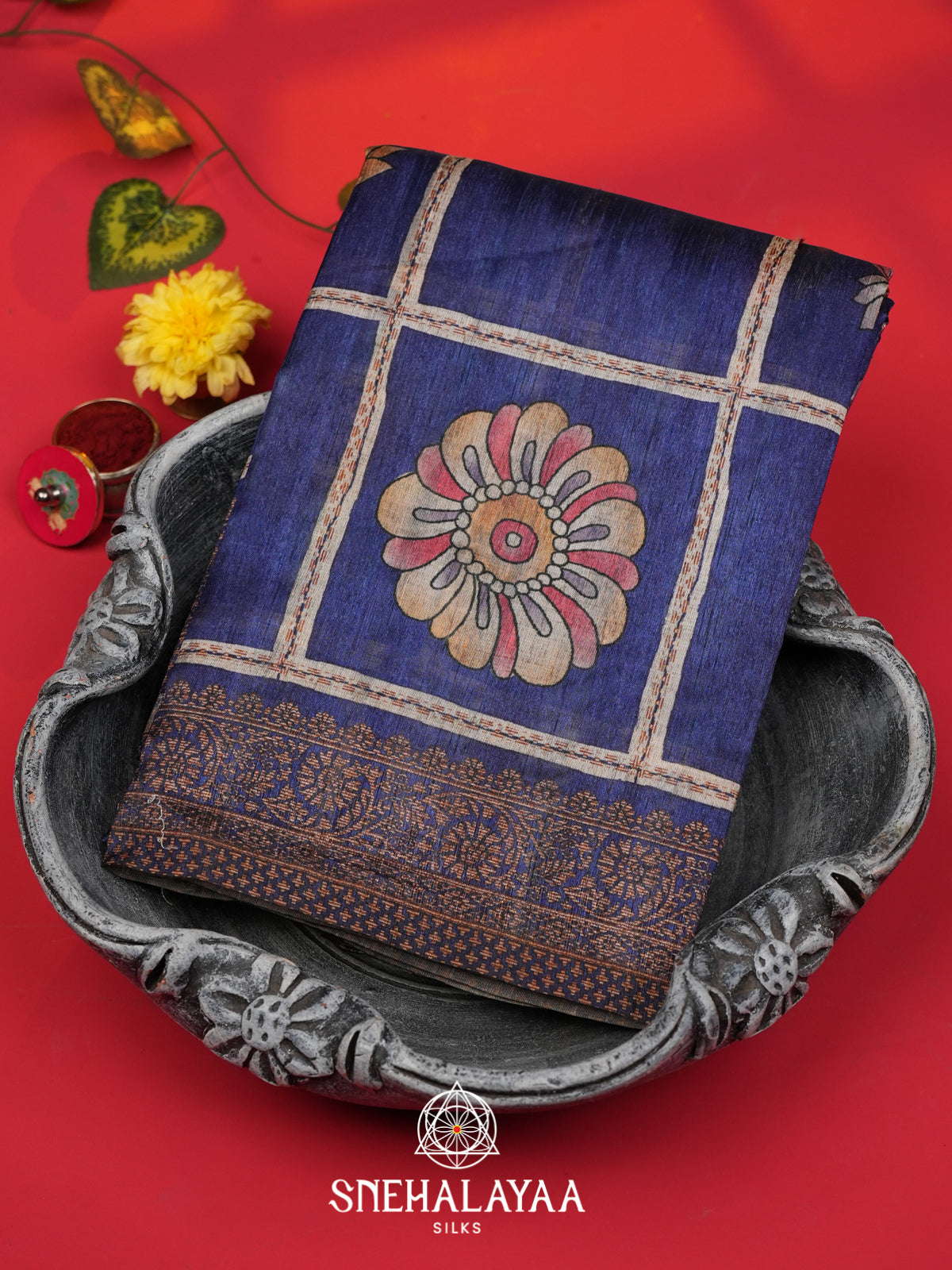 Blue Tussar Saree