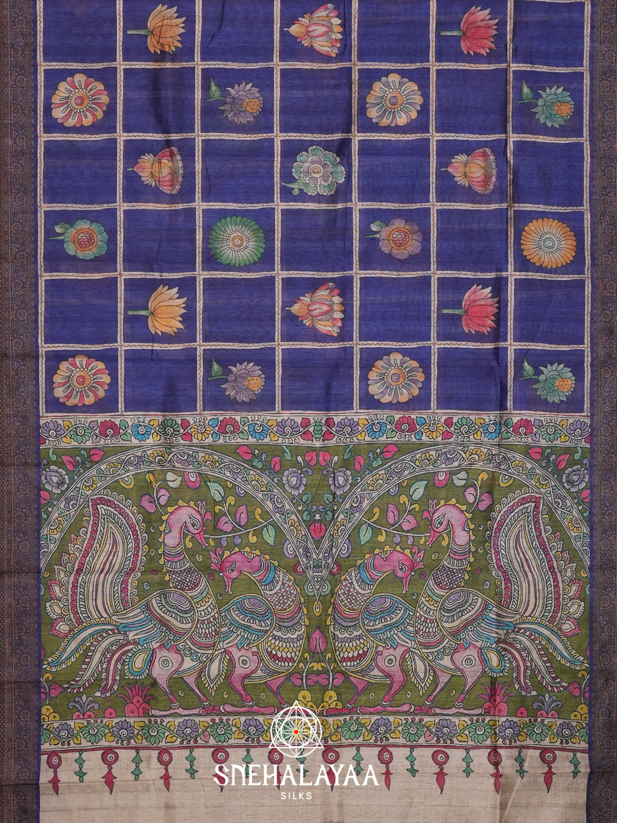 Blue Tussar Saree