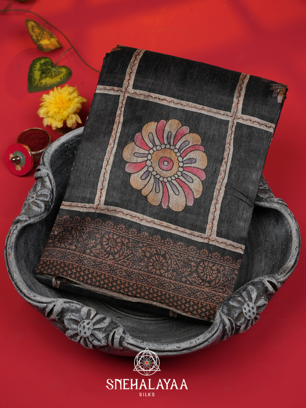 Black Tussar Saree