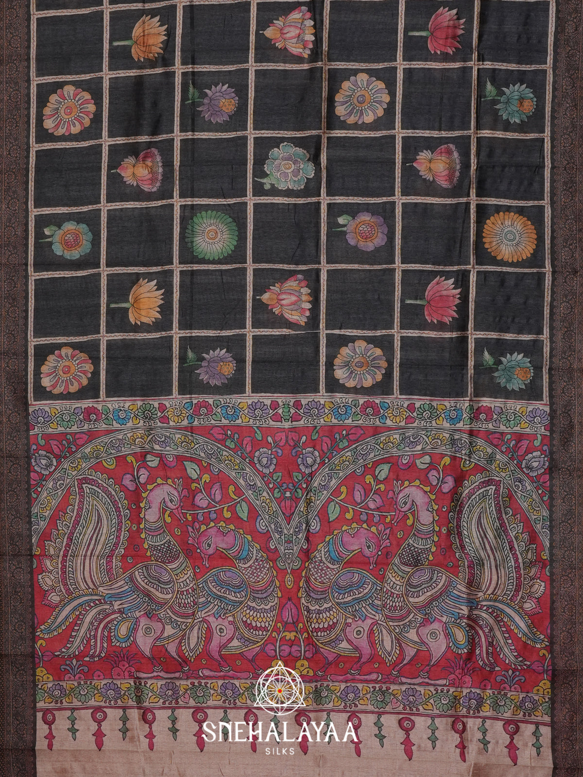 Black Tussar Saree