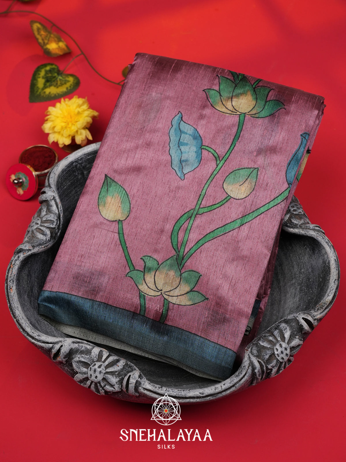 Dusty Rose Tussar Saree