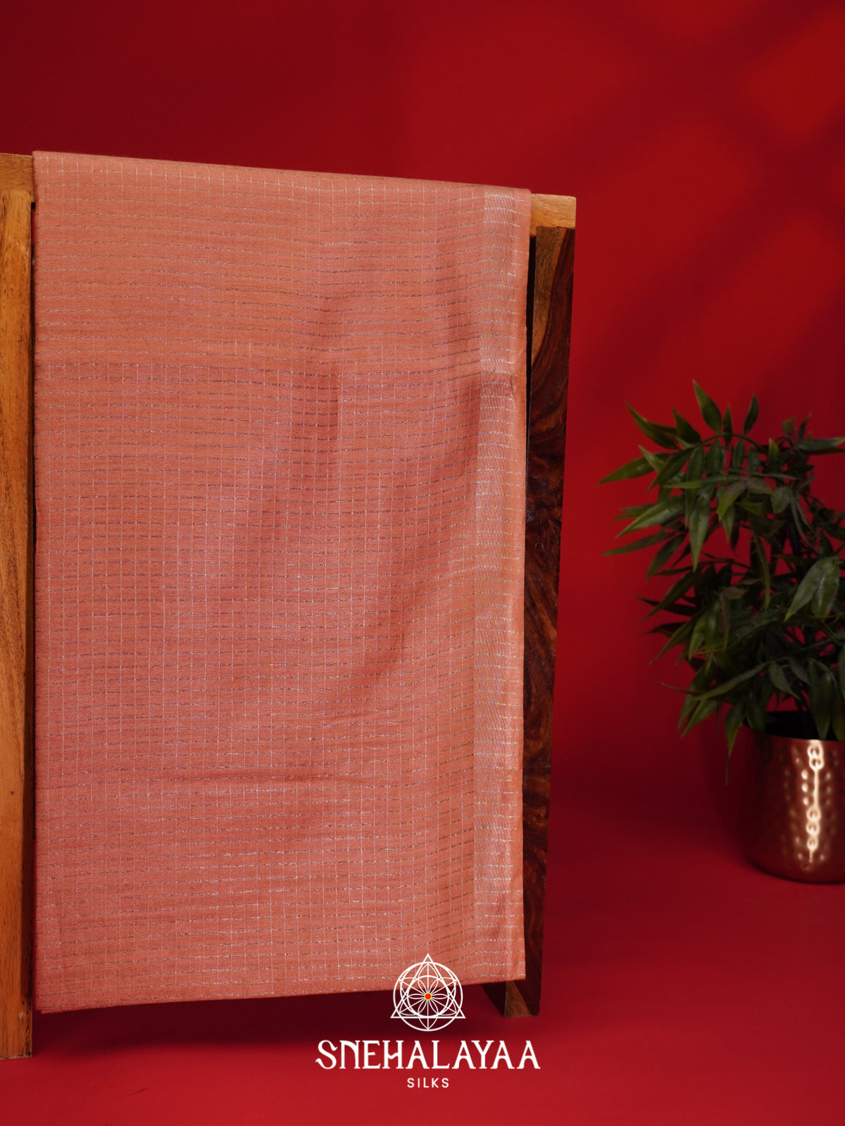 Pale Peach Tussar Saree