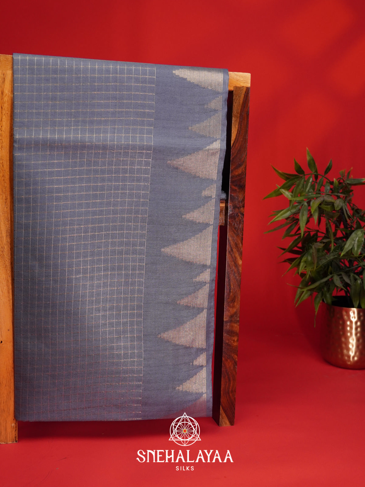 Slate Blue Tussar Saree