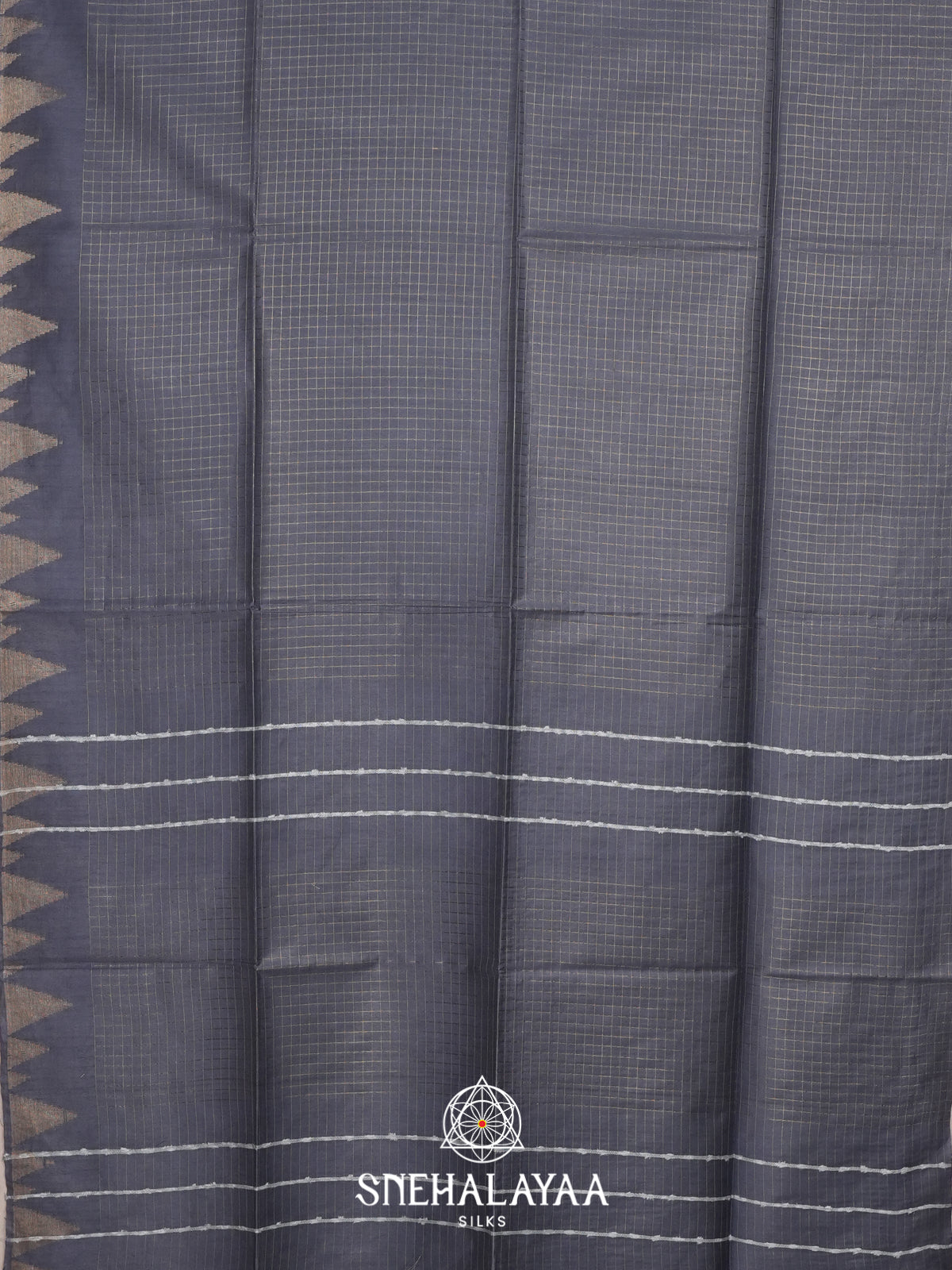 Slate Blue Tussar Saree