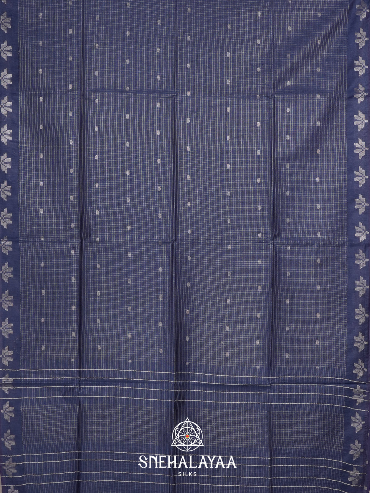 Ink Blue Tussar Saree