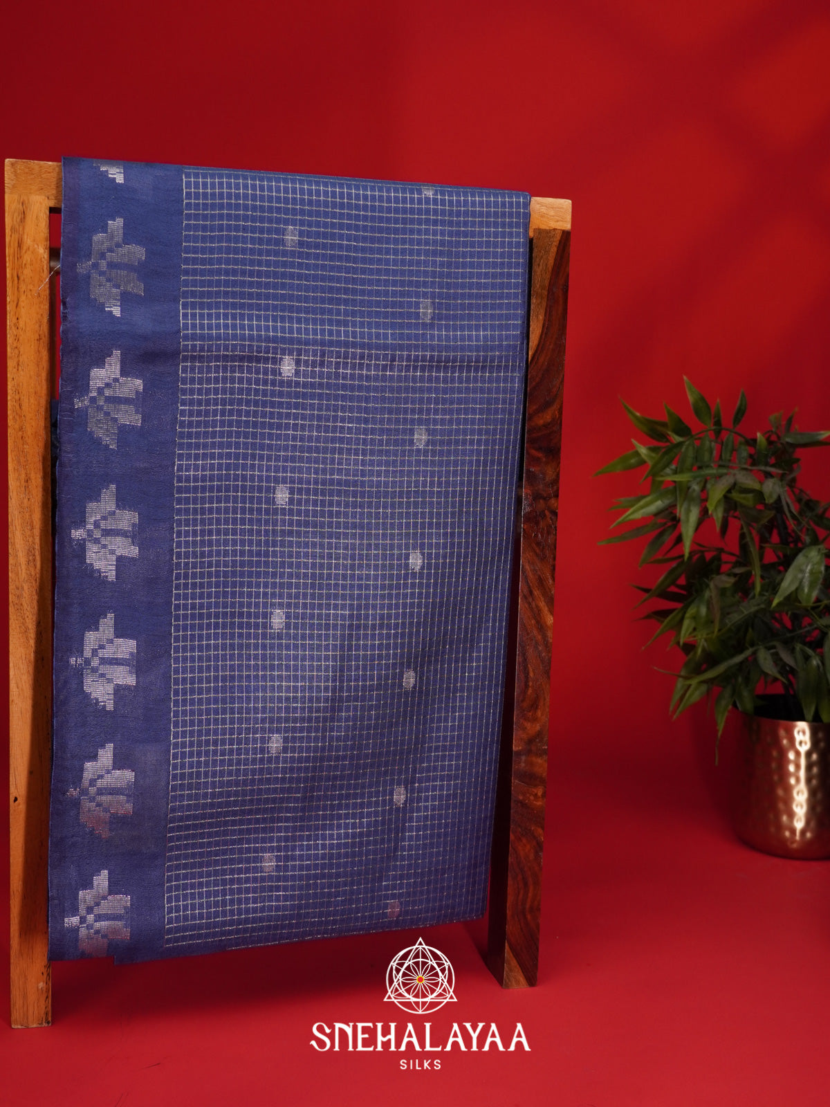 Ink Blue Tussar Saree