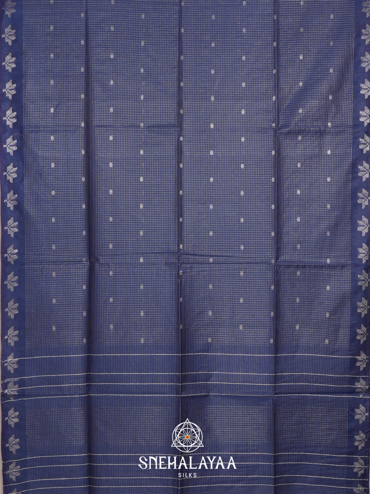 Ink Blue Tussar Saree