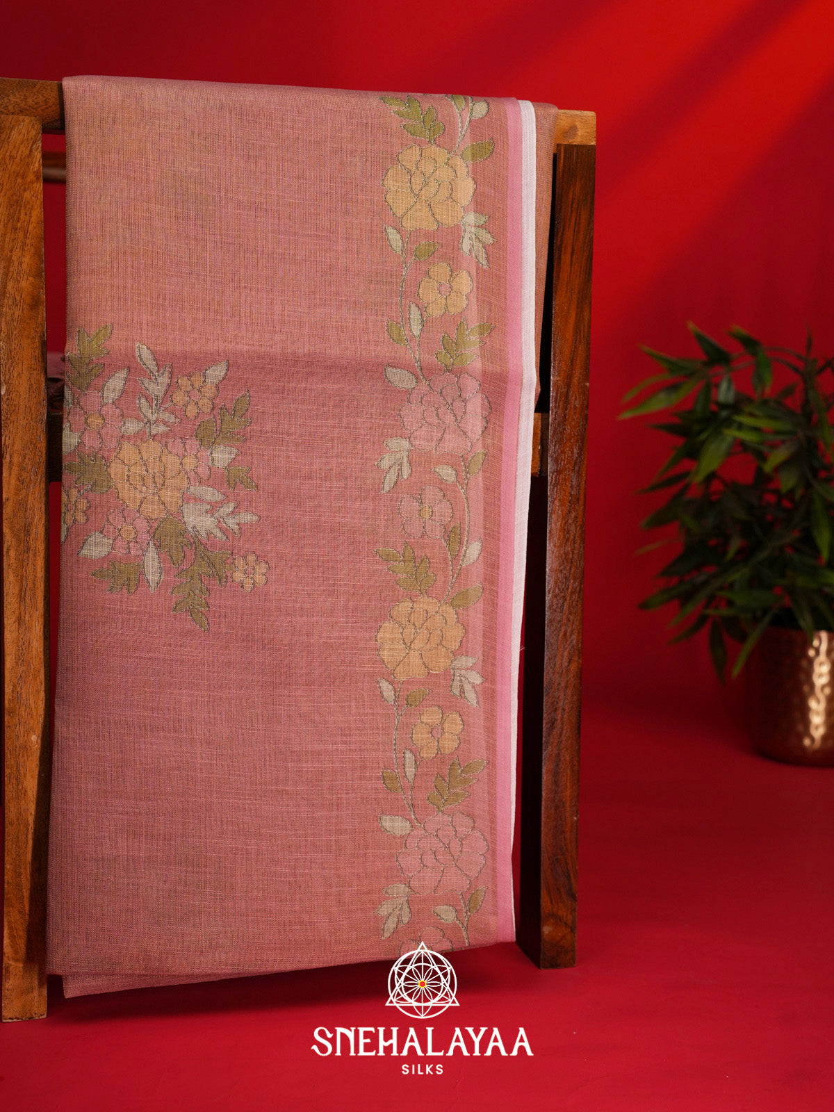 Coral Linen Saree
