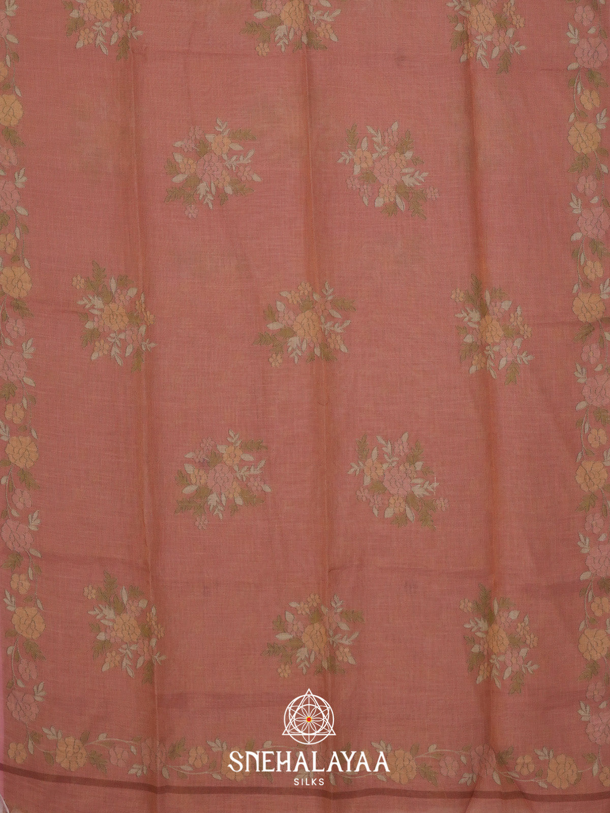 Coral Linen Saree