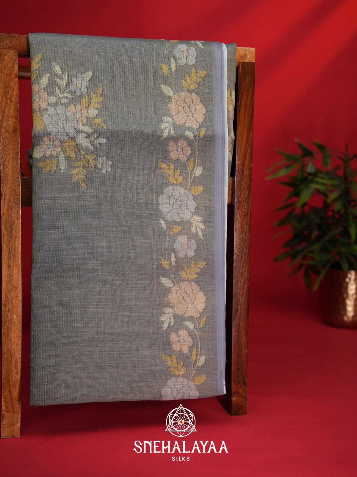 Grey Linen Saree