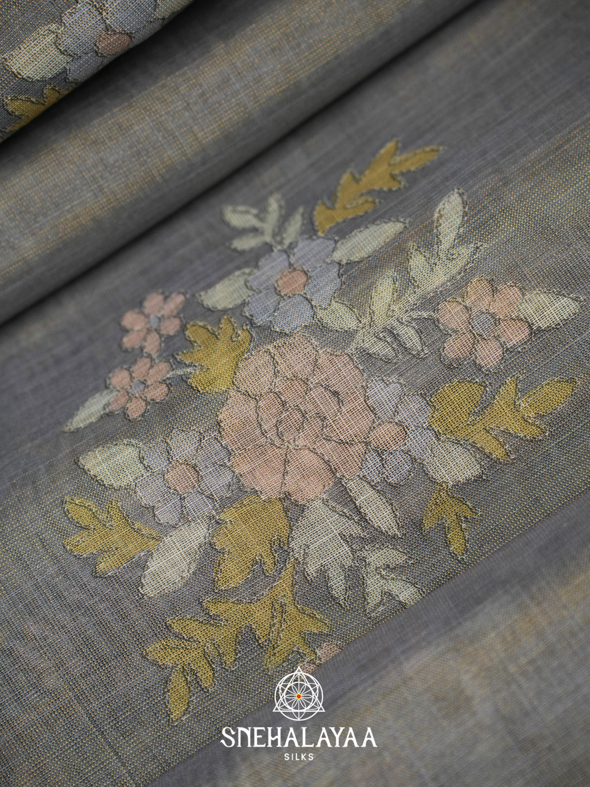 Grey Linen Saree