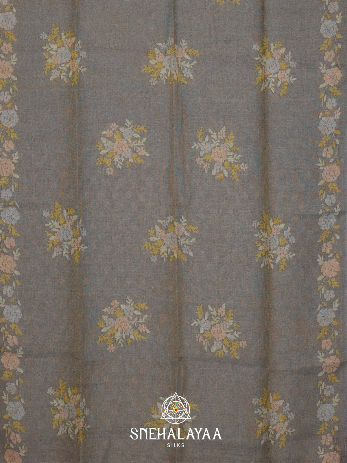 Grey Linen Saree