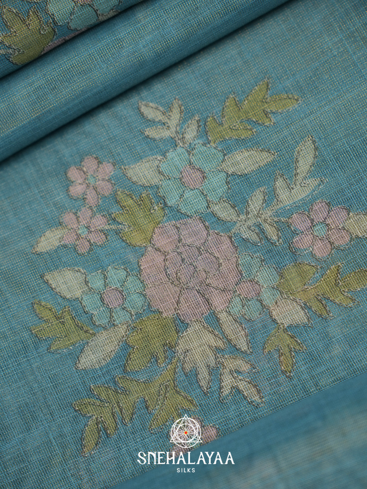 Blue Linen Saree